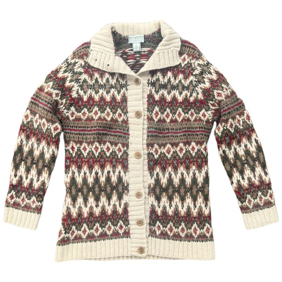 Vintage Wool Cashmere Blend Cardigan Sweater Fair Isle...